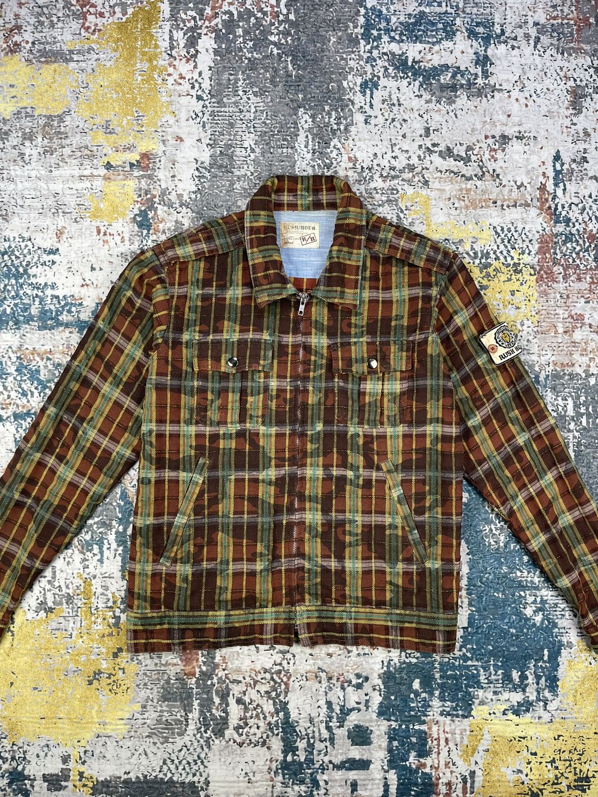 Japanese Brand Rush Hour Plaid Gold Thread Camo Print Shirt Jackets Size US M / EU 48-50 / 2 - 5 Thumbnail