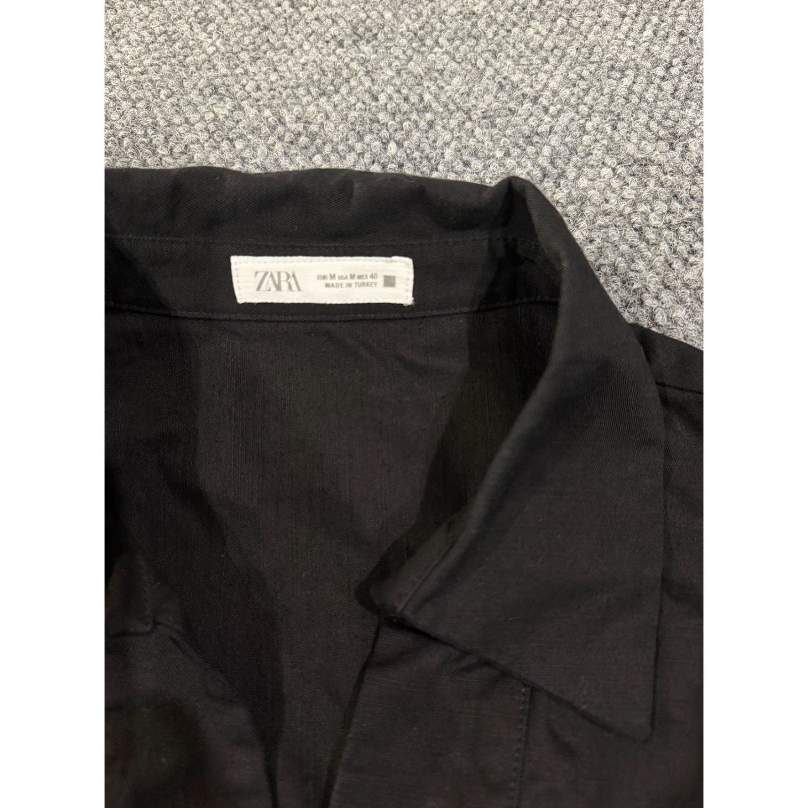 Zara Zara Blouse Womens Medium Black Short Sleeve Knit Cotton Linen V-Neck Pullover Casual Basic Size M / US 6-8 / IT 42-44 - 4 Thumbnail