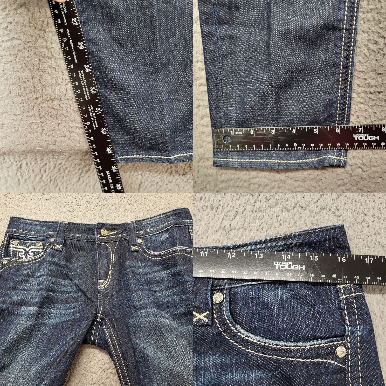 Vintage VINTAGE Rock Revival Sara Skinny Jeans Women's Size 30 Embroidered Flap Pockets 31x33.5 Blue Denim Slim 5-Pocket Womens Jeans Size 30" / US 8 / IT 44 - 8 Thumbnail