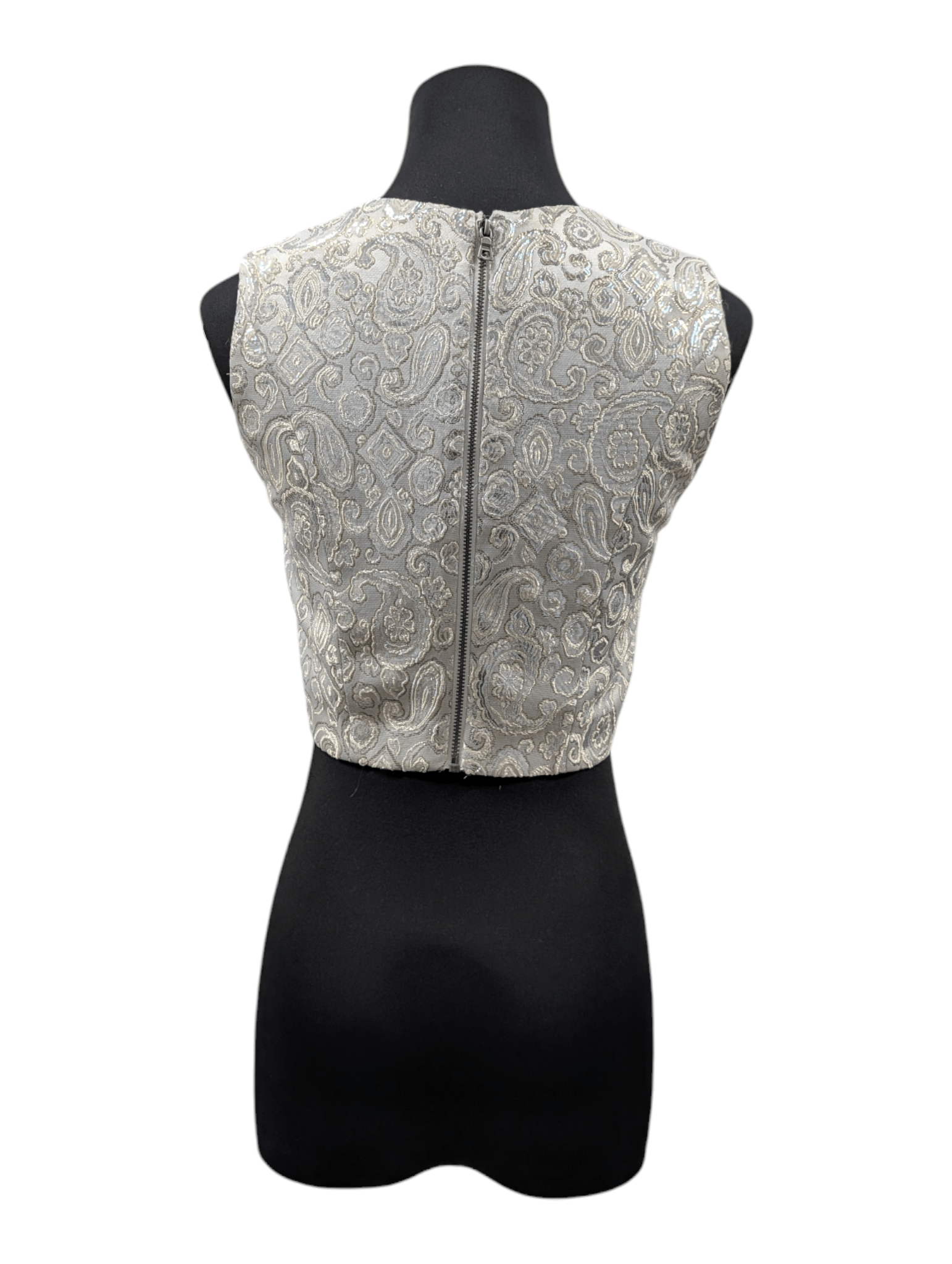 Alice + Olivia Alice And Olivia Silver Embroidered Cropped Top Size XS / US 0-2 / IT 36-38 - 2 Thumbnail
