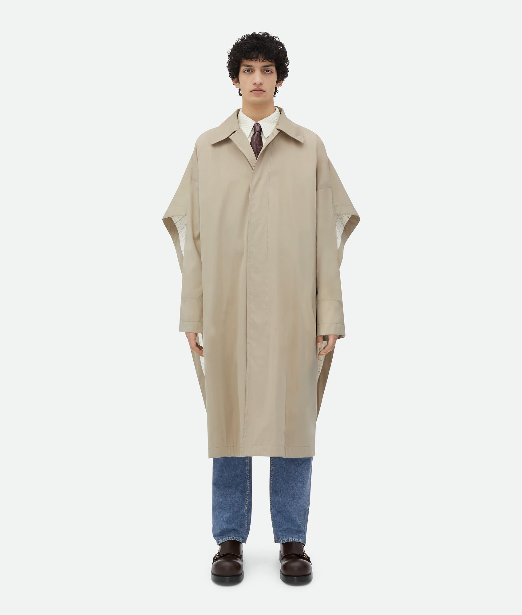 Bottega Veneta o1w1db10825 Cotton Silk Cape Trench With Check Lining Size US M / EU 48-50 / 2 - 4 Thumbnail