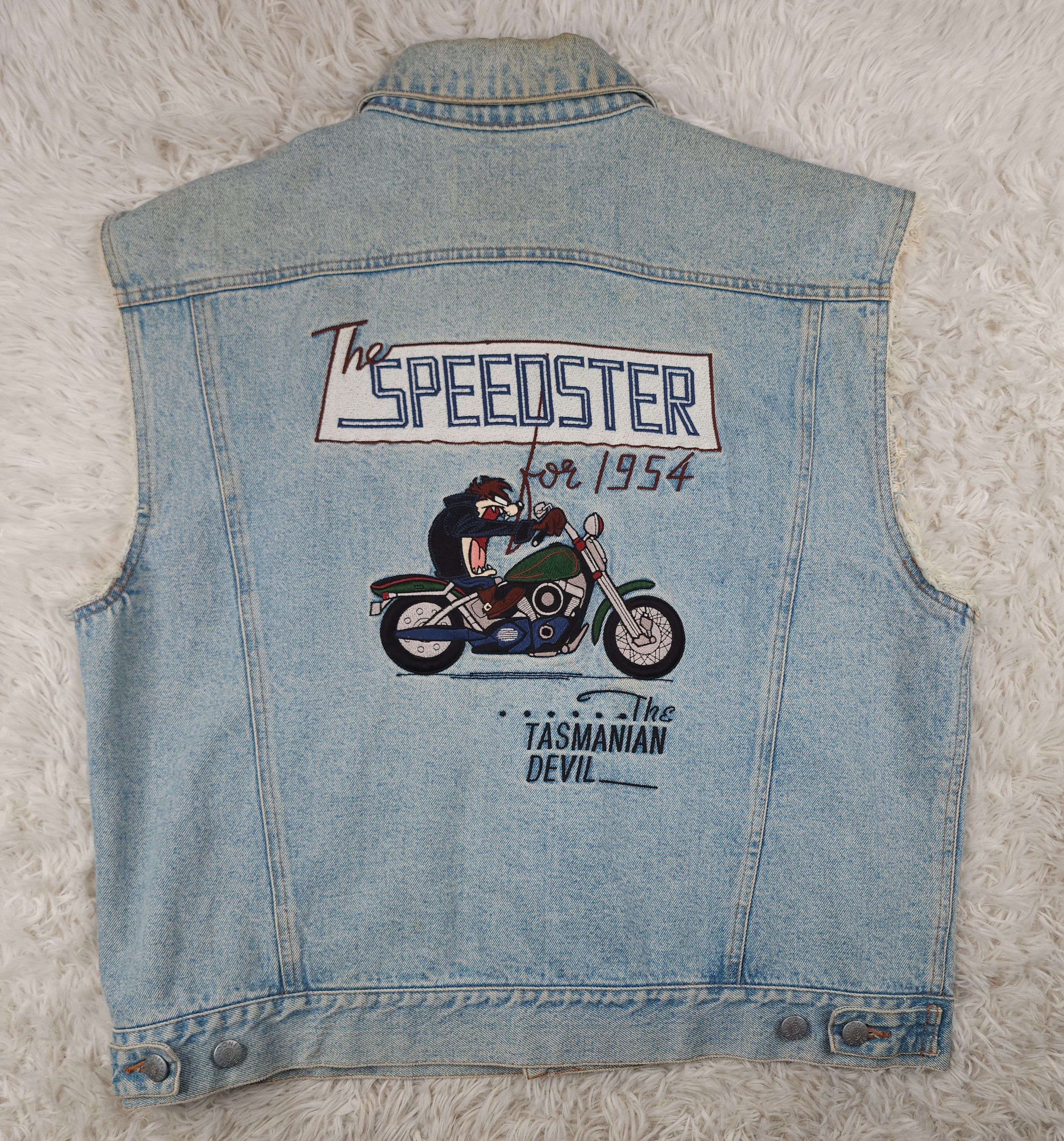 Acme Clothing Vintage ACME Taz The speedster Tasmanian devil denim vest Size US XL / EU 56 / 4 - 5 Thumbnail