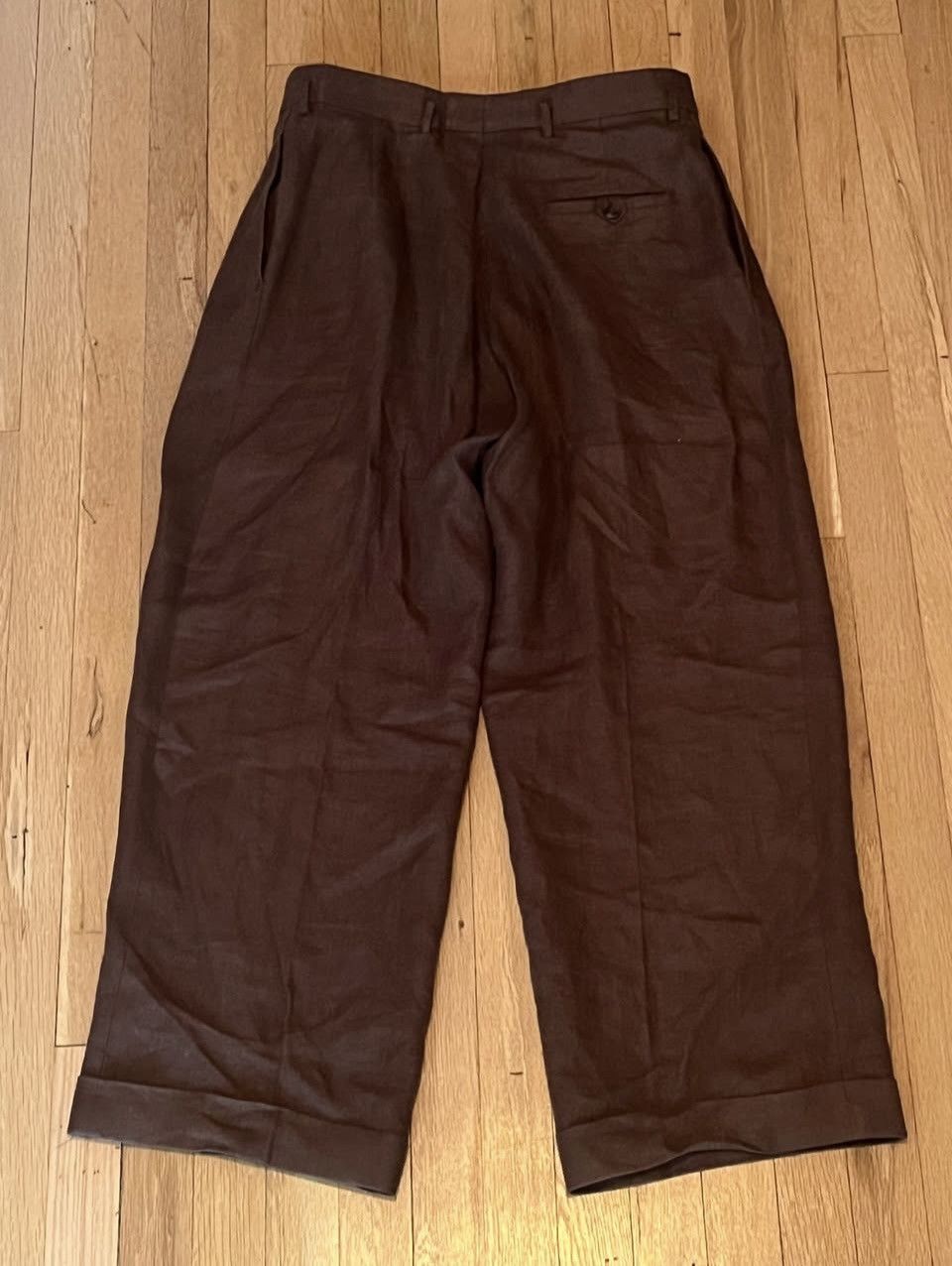 Scott Fraser Collection High waisted linen trousers (Chocolate Irish) Size 32" / US 10 / IT 46 - 2 Thumbnail