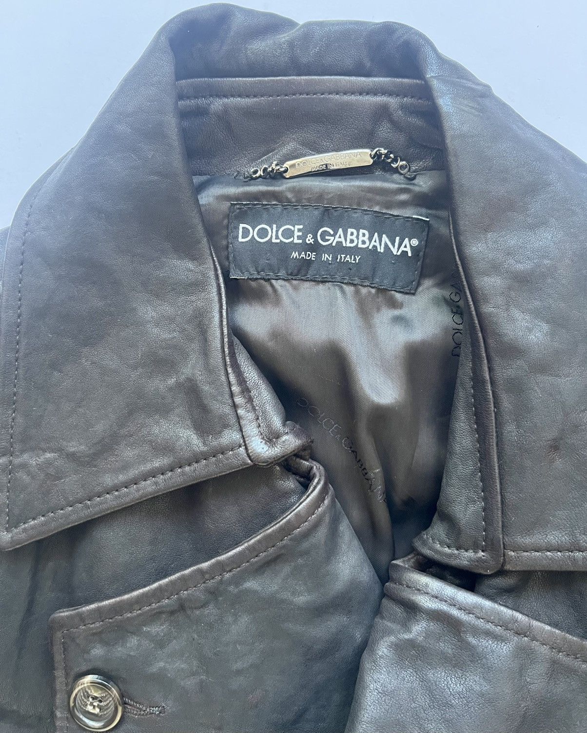 Dolce & Gabbana Dolce & Gabbana Brown Leather Mens Jacket Size US L / EU 52-54 / 3 - 10 Thumbnail