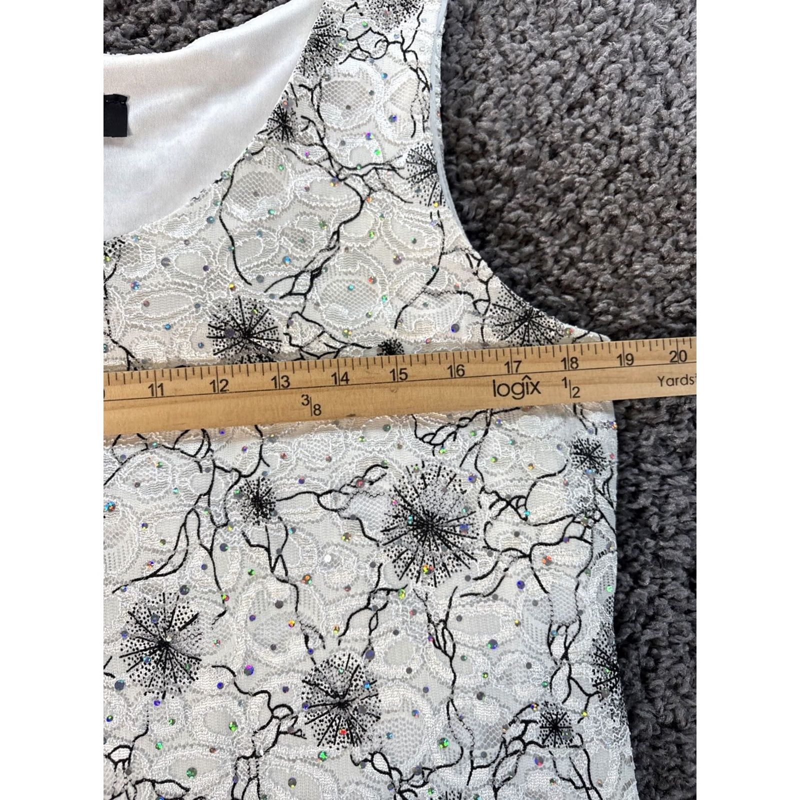 Vintage VINTAGE R&M Richards Tank Shirt Womens 14 White Floral Sequin Fairy Whimsy USA 90s Ladies Tank Top Size XL / US 12-14 / IT 48-50 - 3 Thumbnail