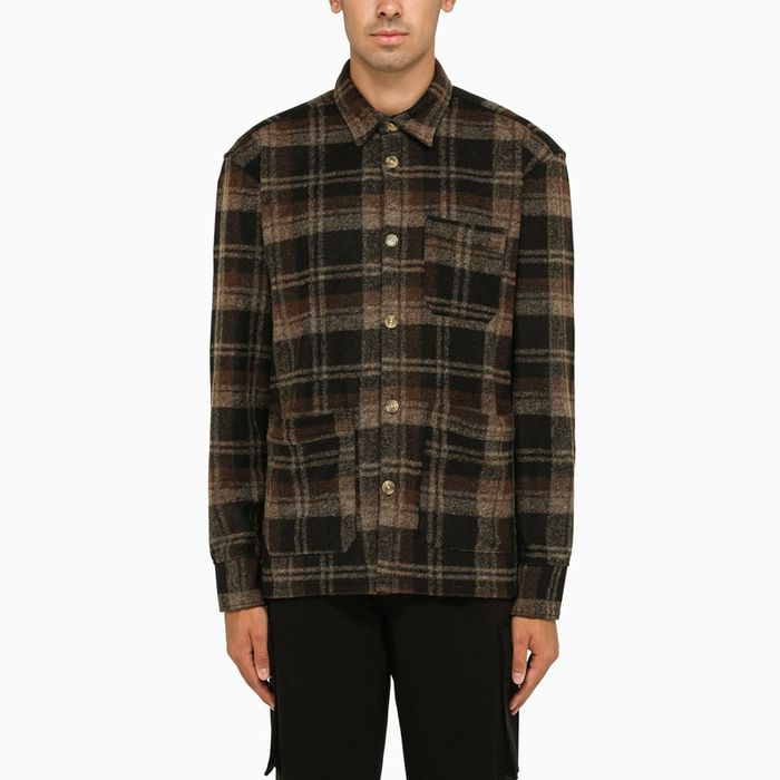 foret Foret Brown Checked Ivy Overshirt In Virgin Wool | Grailed