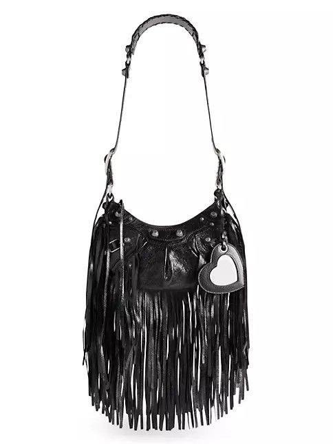 Balenciaga O1Mt1Gz0824 Size: Os / Le Cagole Xs Shoulder Bag Fringes in Black, Women's