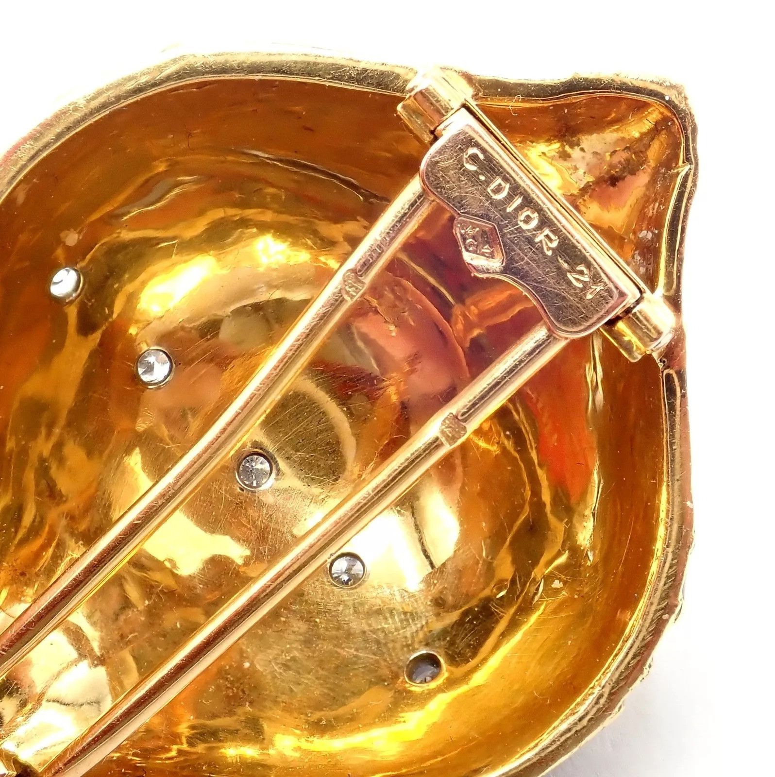 Dior Dior 18k Yellow Gold Diamond Enamel Jules Verne Pin Brooch Size ONE SIZE - 6 Thumbnail