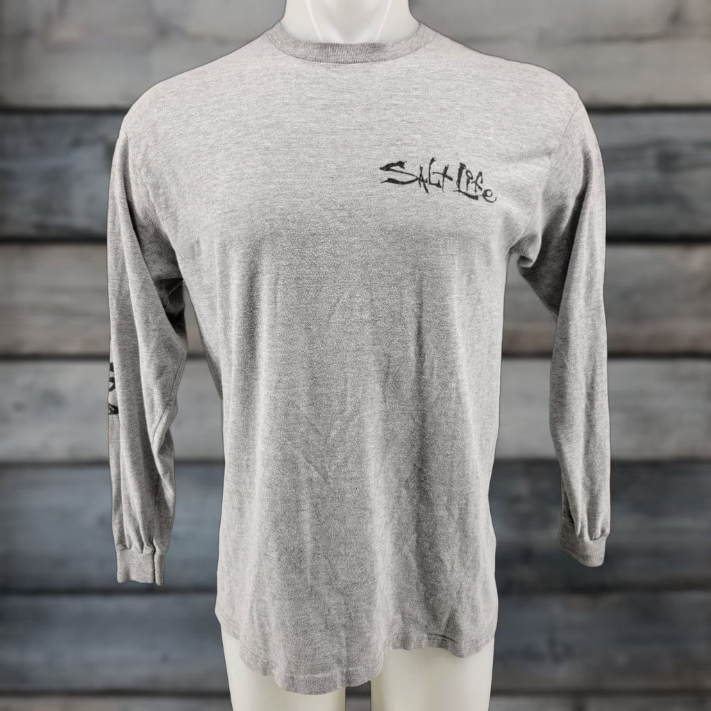 Vintage Salt Life Live Salty Adult Mens Medium Gray Skull Long Sleeve T Shirt Size US M / EU 48-50 / 2 - 1 Thumbnail