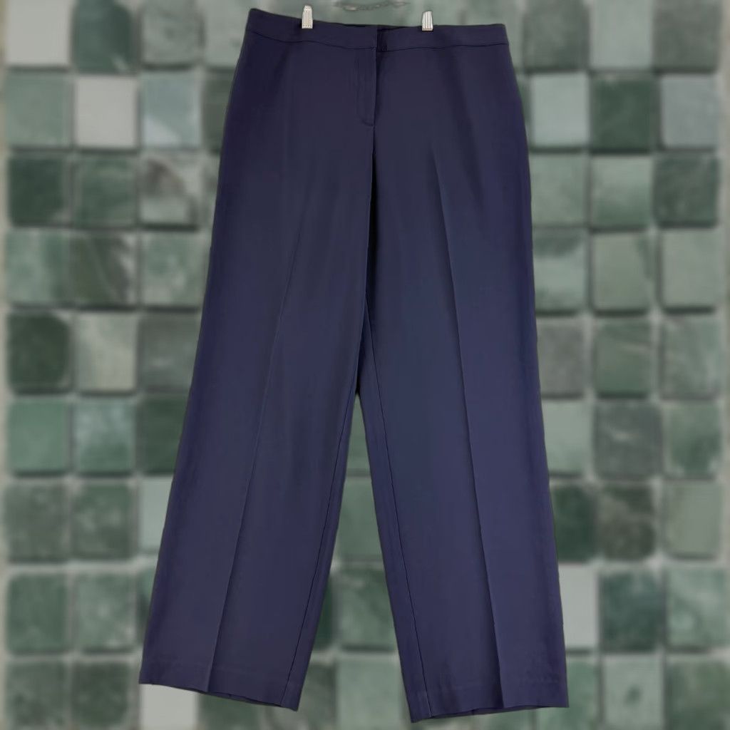 St. John St. John Dress Pants Womens Size 10 Navy Blue Straight Leg Pleated High-Rise VTG Pants Size 32" / US 10 / IT 46 - 1 Thumbnail