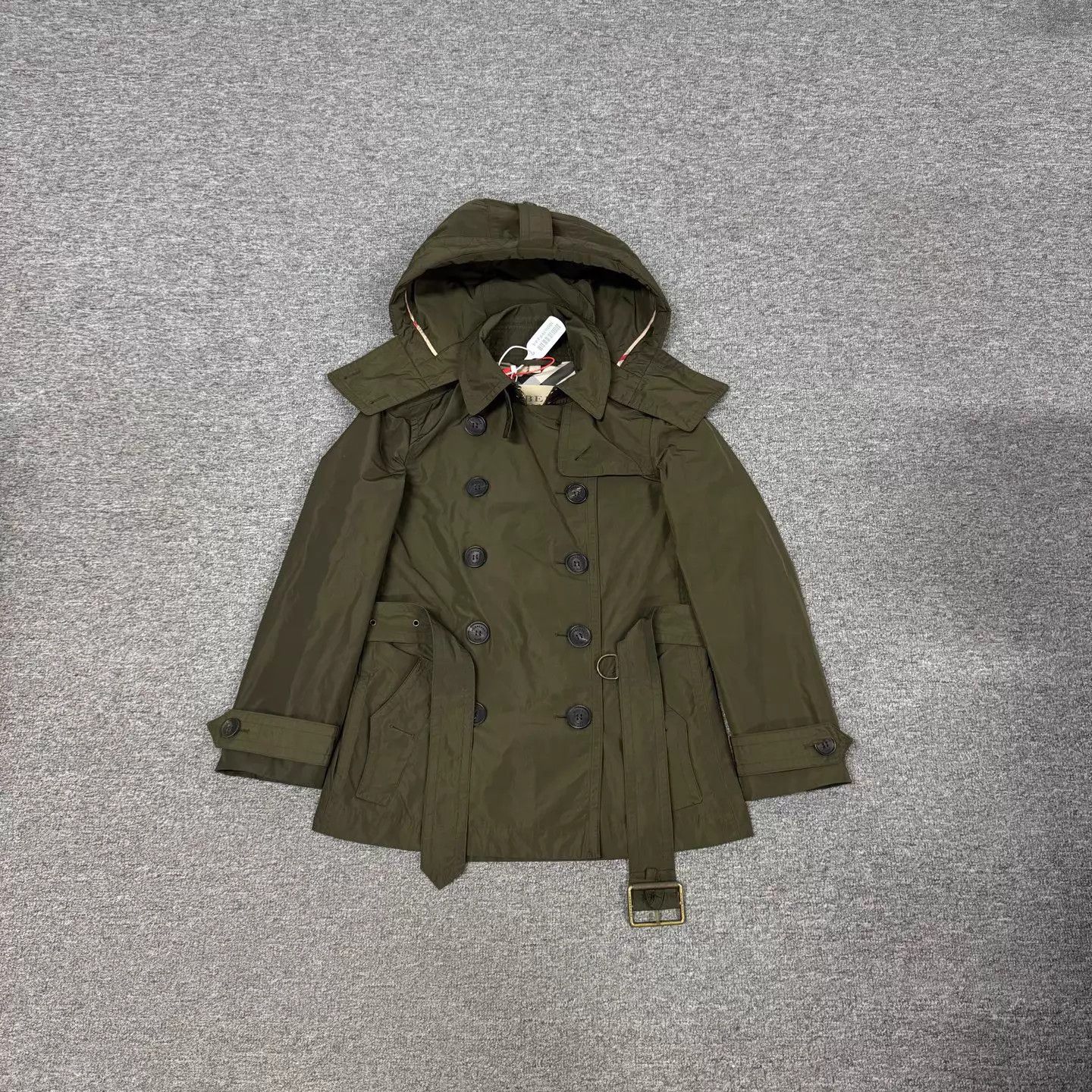 Burberry Burberry Olive Green Hooded Double-breasted Trench UK4 99N Size XS / US 0-2 / IT 36-38 - 1 Thumbnail