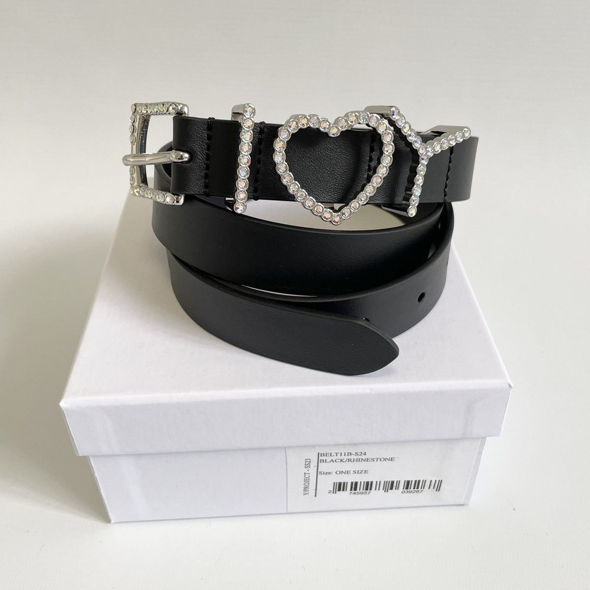 Y/Project Rhinestone ‘I Heart Y’ Buckle Belt Size 32 - 13 Thumbnail