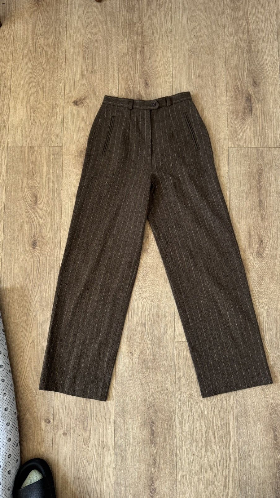 Olive Max Mara Chalk Stripe Trousers FR 38