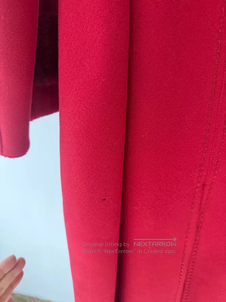 Fendi Fendi Crimson Red Mink Fur Collar Wool Cashmere Coat Size XXS / US 00 / IT 34 - 5 Thumbnail