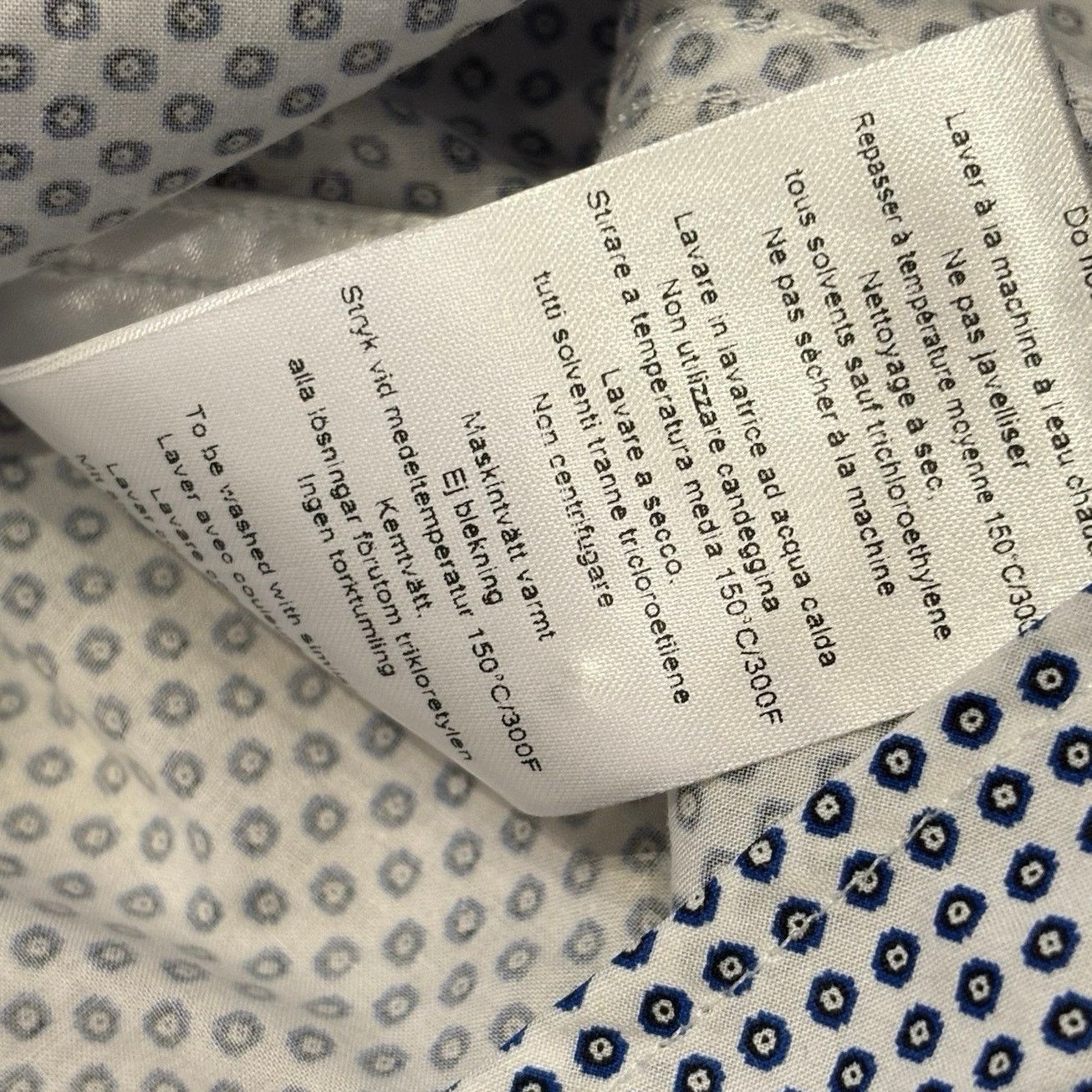 J.Lindeberg J.Lindeberg Slim Fit Shirt Medium White Blue Micro Medallion Size US M / EU 48-50 / 2 - 7 Thumbnail