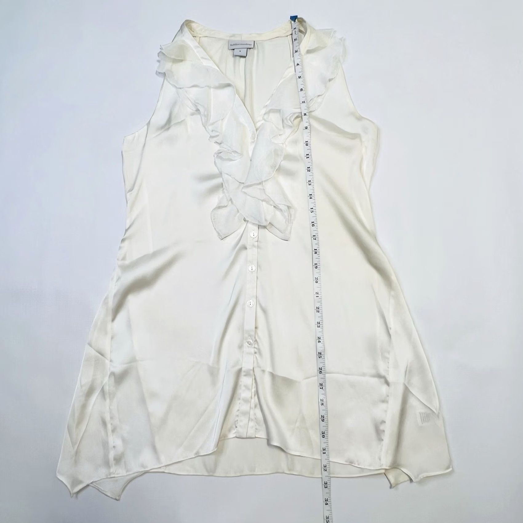 Soft Surroundings Soft Surroundings Shirt Womens Sleeveless Ruffle Tunic Blouse White Small Casual Party/Cocktail Travel Workwear Spring Summer Fall Size S / US 4 / IT 40 - 6 Thumbnail