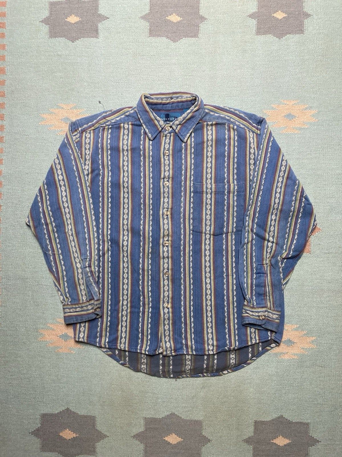 Vintage Vintage button shirt aztec striped woven cotton large Size US L / EU 52-54 / 3 - 1 Thumbnail