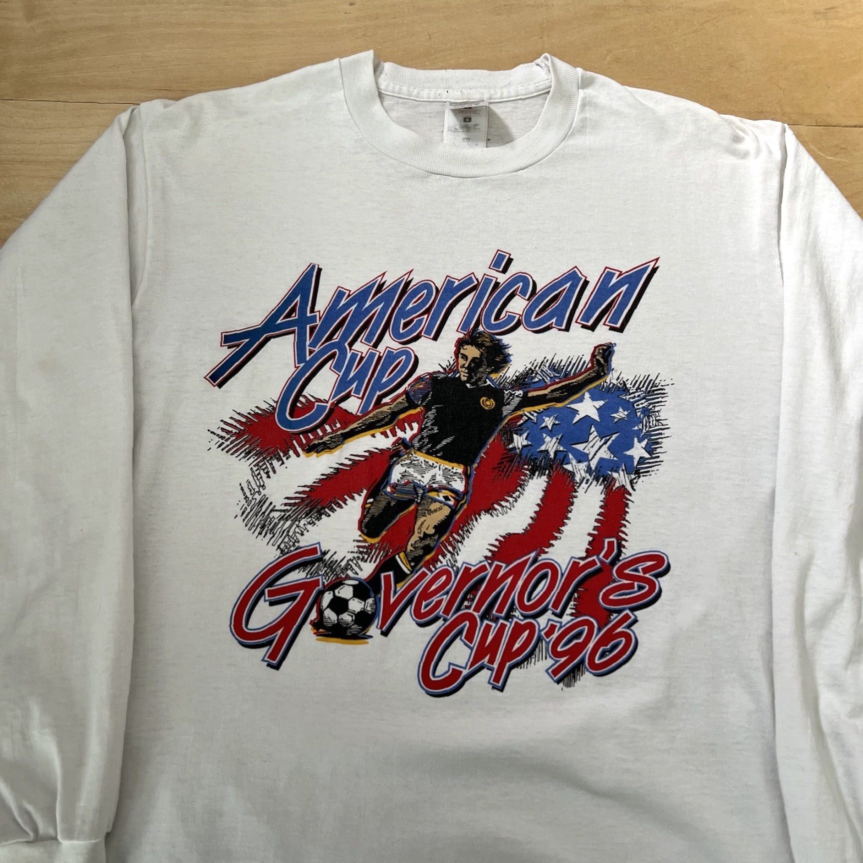 Vintage Vintage Governors American Soccer Cup Shirt L White 90s Football USA Men’s T-Shirt Size US L / EU 52-54 / 3 - 3 Thumbnail