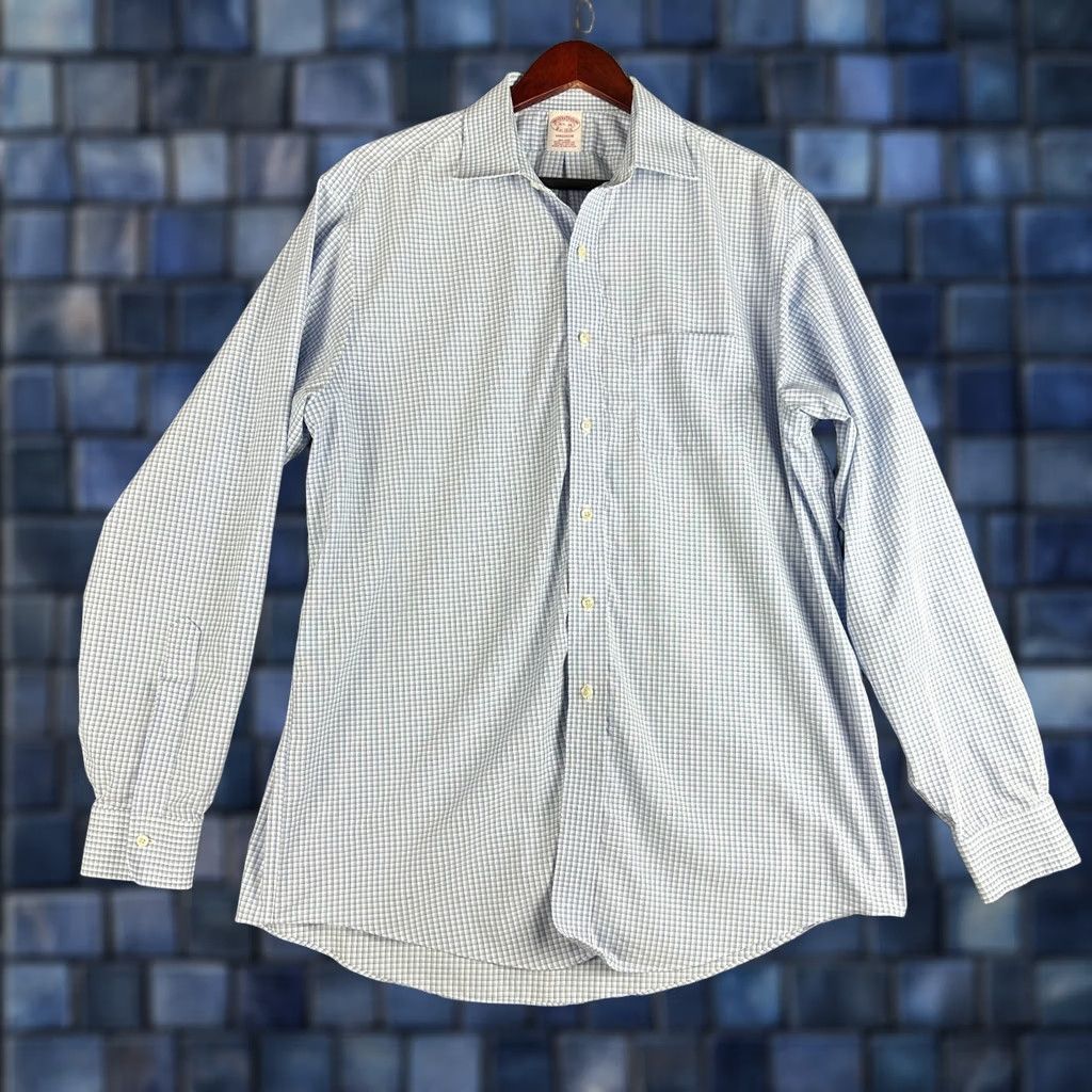 Brooks Brothers Brooks Brothers Madison Shirt Mens 16.5 Non Iron Blue White Check Cott Button Up Size US XL / EU 56 / 4 - 1 Thumbnail