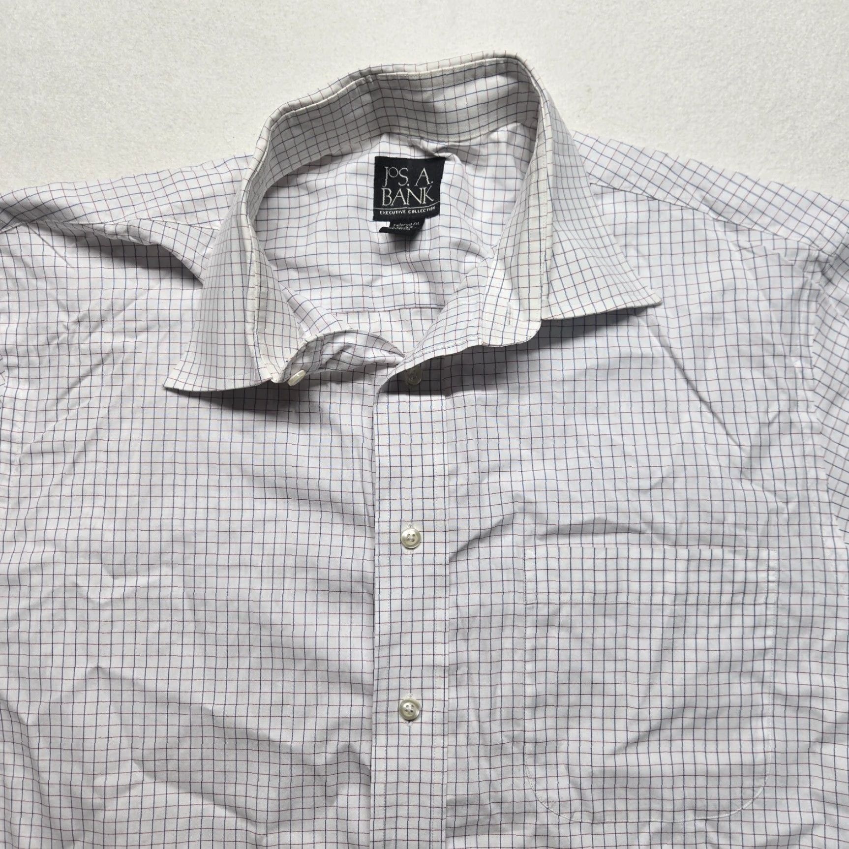 Jos. A. Bank VINTAGE Jos A. Bank White Dress Shirt Men 16 33 Long Sleeve Button-Up Cotton Casual Formal Size 42R - 2 Thumbnail