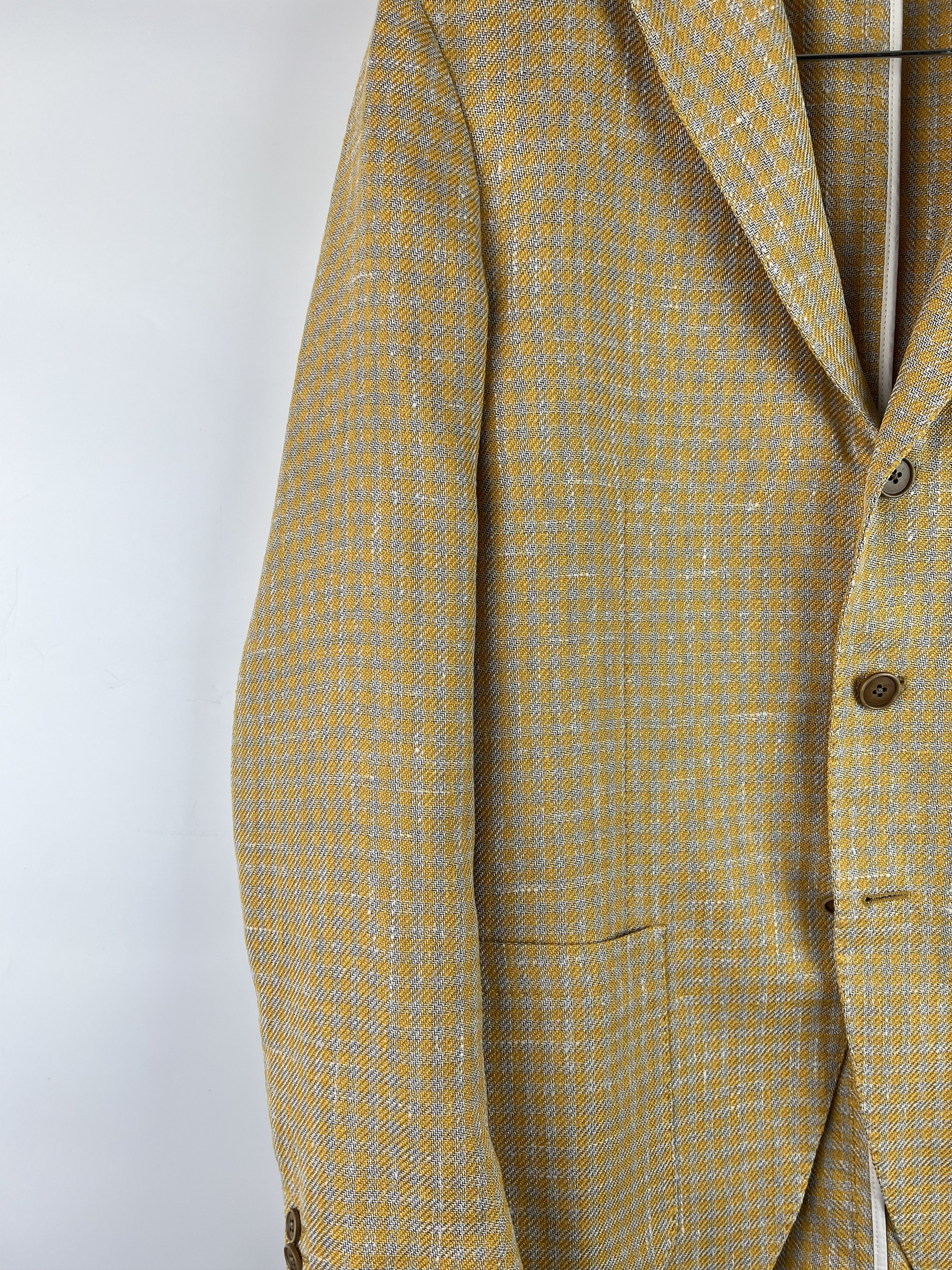 Cantarelli Cantarelli Men's Check Silk Linen Blazer Size 50 Size 50R - 4 Thumbnail