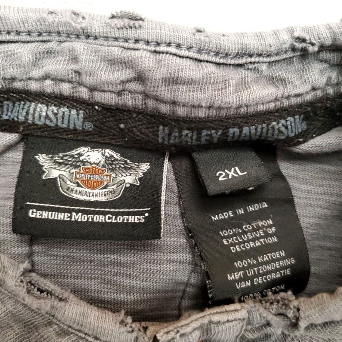Harley Davidson Harley-Davidson Shirt Mens 2XL Gray Fully Embroidered Long Sleeve Y2K Casual Tee Size US XXL / EU 58 / 5 - 7 Thumbnail