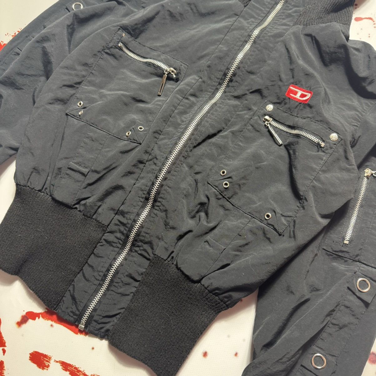 Diesel bomber vintage diesel jacket big logo cropped streetwear Size L / US 10 / IT 46 - 5 Thumbnail