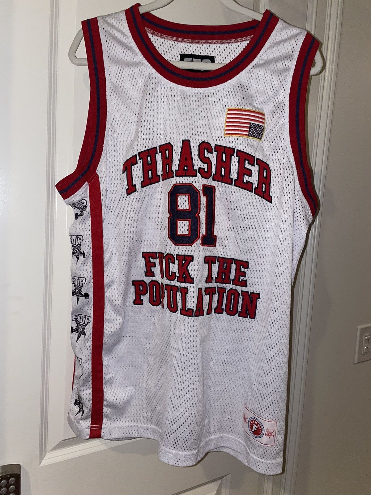 image of Ftp X Thrasher Jersey in White, Men's (Size Large)