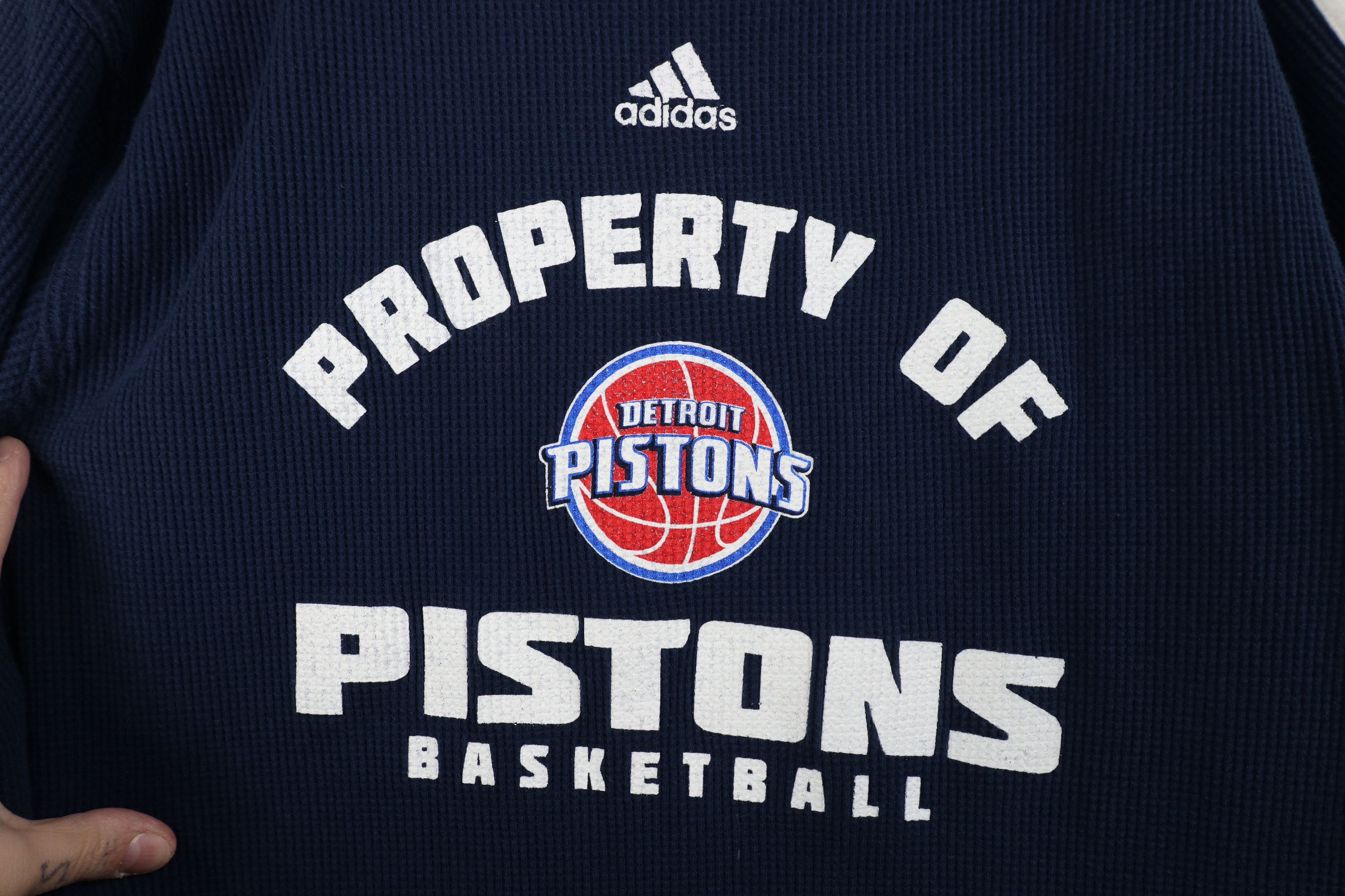 Adidas Vintage Adidas Basketball Thermal Waffle Knit T-Shirt Blue Size US XL / EU 56 / 4 - 4 Thumbnail