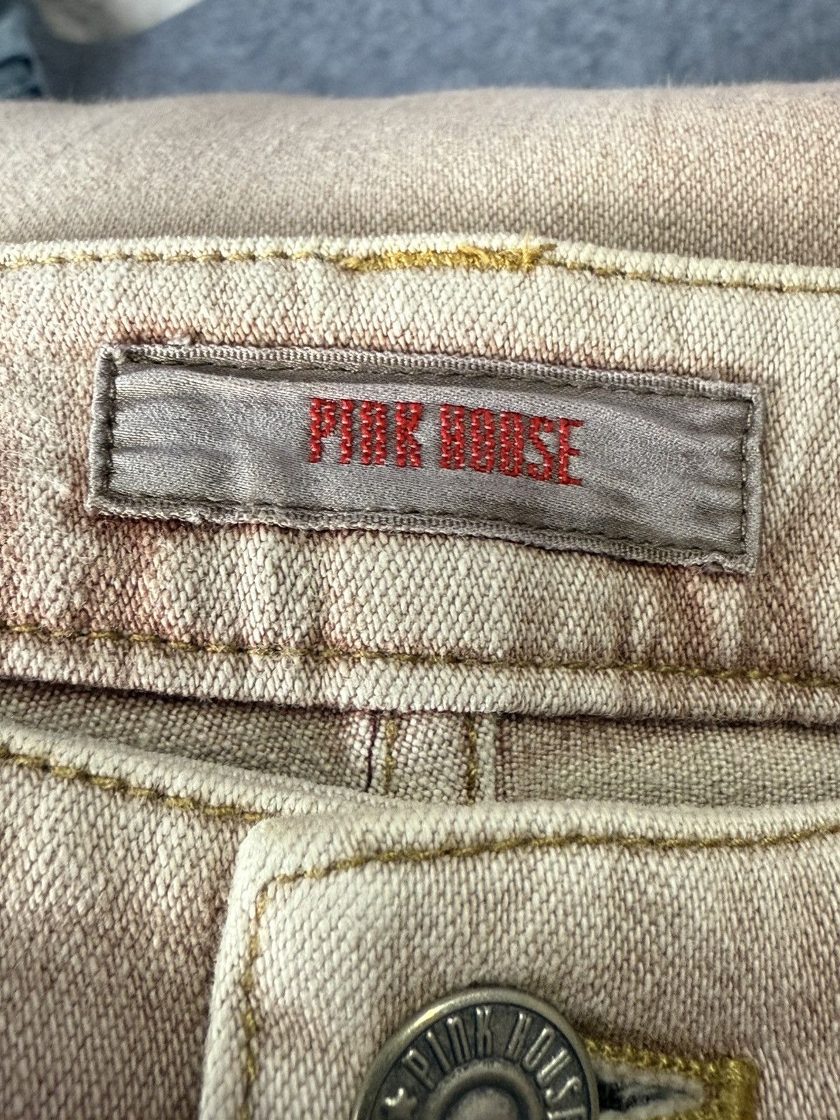 Hysteric Glamour Pink House Deconstructed Boho Appliqué Flared Jeans Size US 27 - 18 Thumbnail