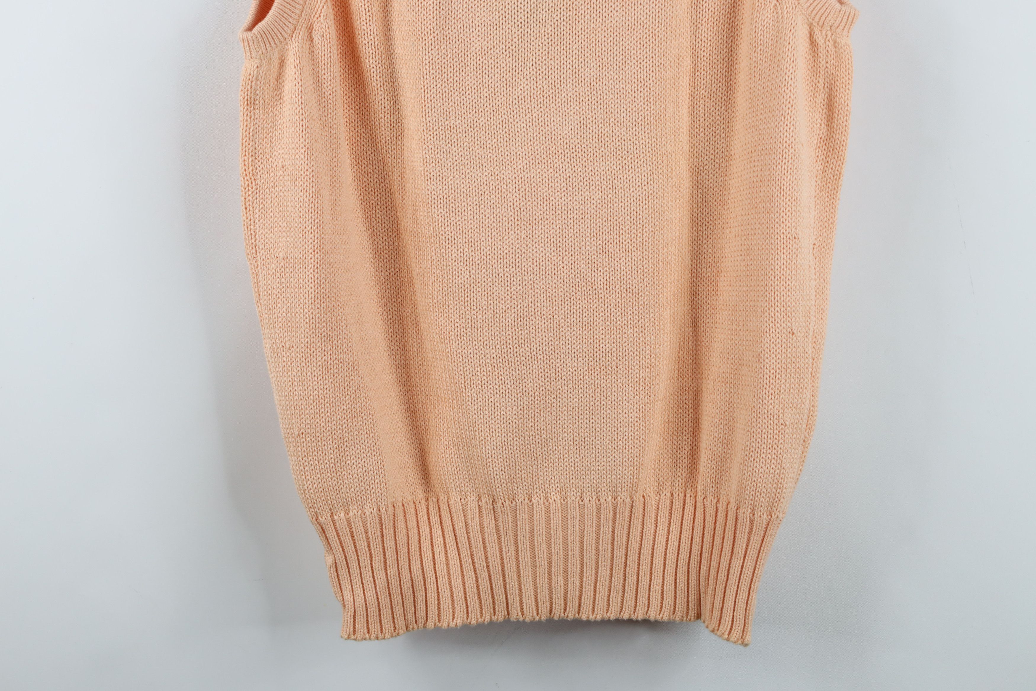 Vintage Vintage 70s Streetwear Cable Knit Cardigan Sweater Vest Pink Size US XXL / EU 58 / 5 - 11 Thumbnail