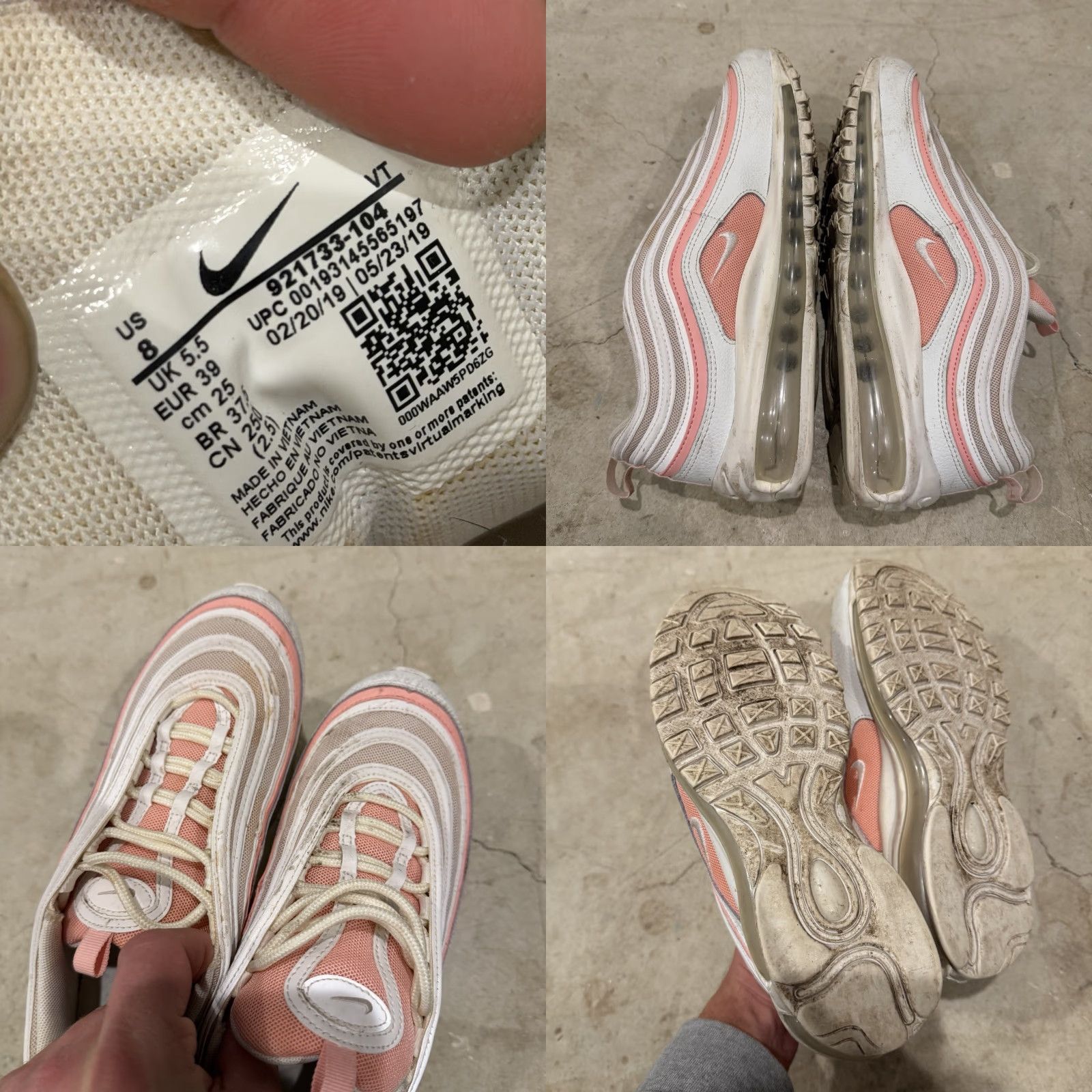 Nike VINTAGE Nike Air Max 97 Sneaker Women 8 Pink White Bleached Coral 2019 Nike Air Max 97 Womens Shoes Size US 6 / IT 36 - 8 Thumbnail