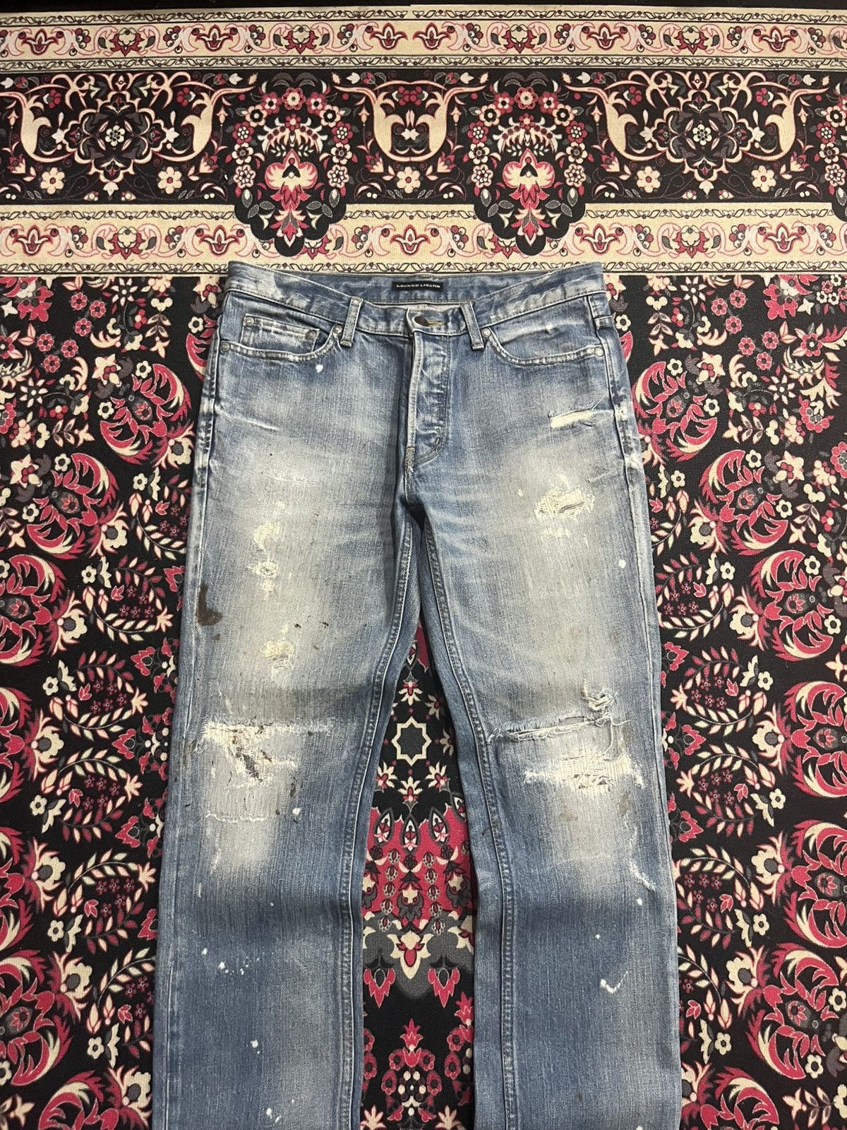 Lounge Lizard ⚡️Slim Straight⚡️Lounge Lizard Distressed Paint Splatter Jeans Size US 31 - 3 Thumbnail