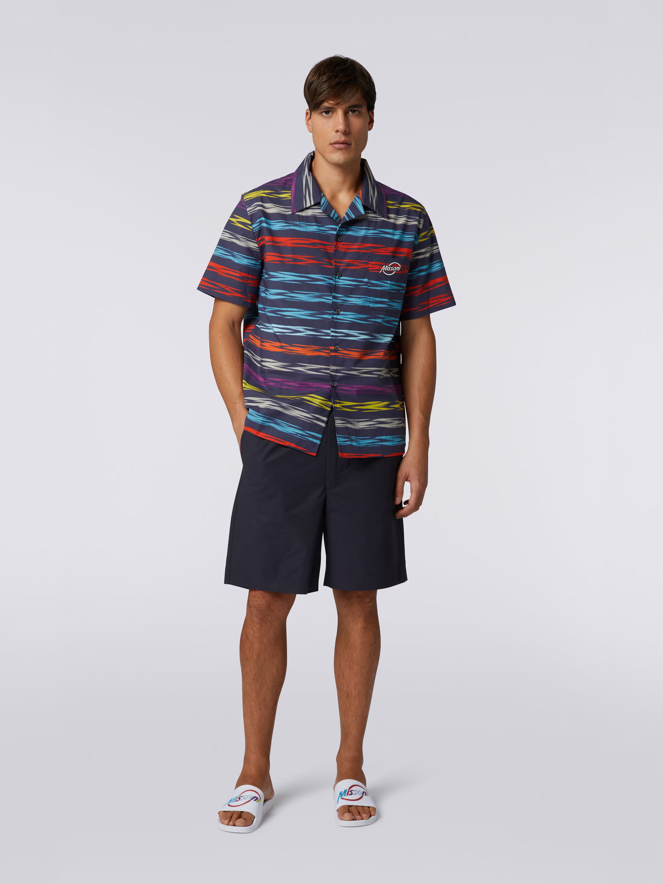 Missoni o1mle1025 Logo Short Sleeved Bowling Shirt in Multicolor Size US L / EU 52-54 / 3 - 2 Thumbnail