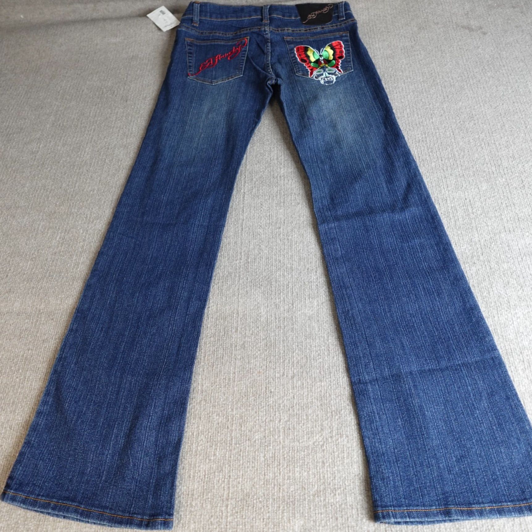 Ed Hardy Ed Hardy Womens Jeans 13/14 Blue Embroidered Flare Denim 5-Pocket Regular Shirt Womens Jeans Flared 90s Style (no) Size 36" / US 14 / IT 50 - 2 Thumbnail