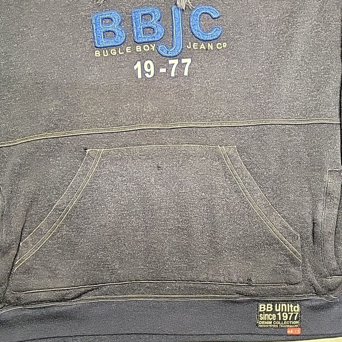 Bugle Boy VINTAGE Bugle Boy Hoodie XL Blue Hooded Pullover Fleece Sweatshirt Cropped Y2K Mens Size US XL / EU 56 / 4 - 2 Thumbnail