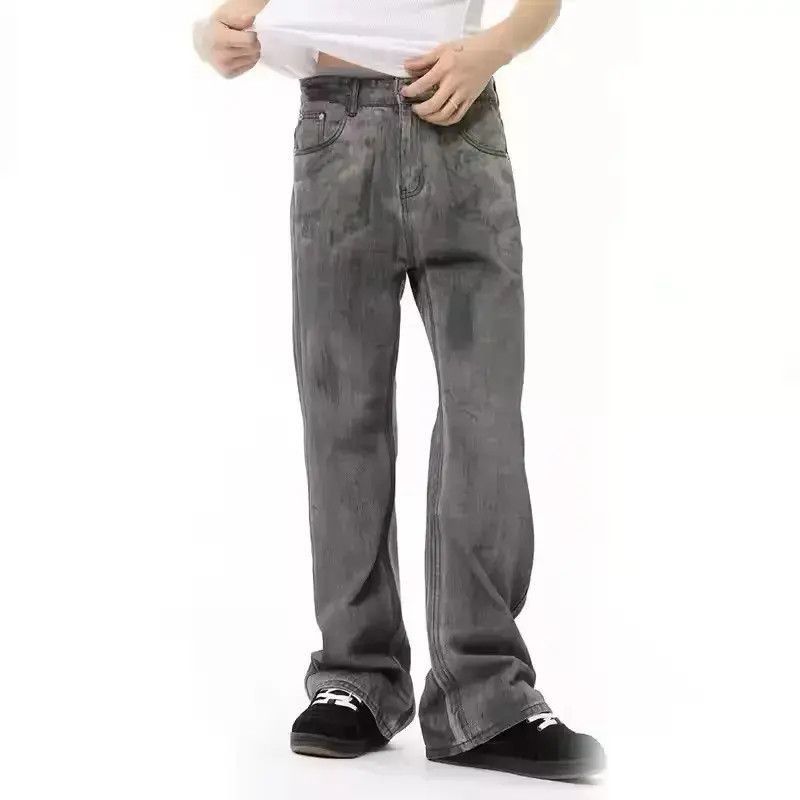 Japanese Brand Gray Stacked Washed Wide Leg Denim Jeans Size US 32 / EU 48 - 2 Thumbnail