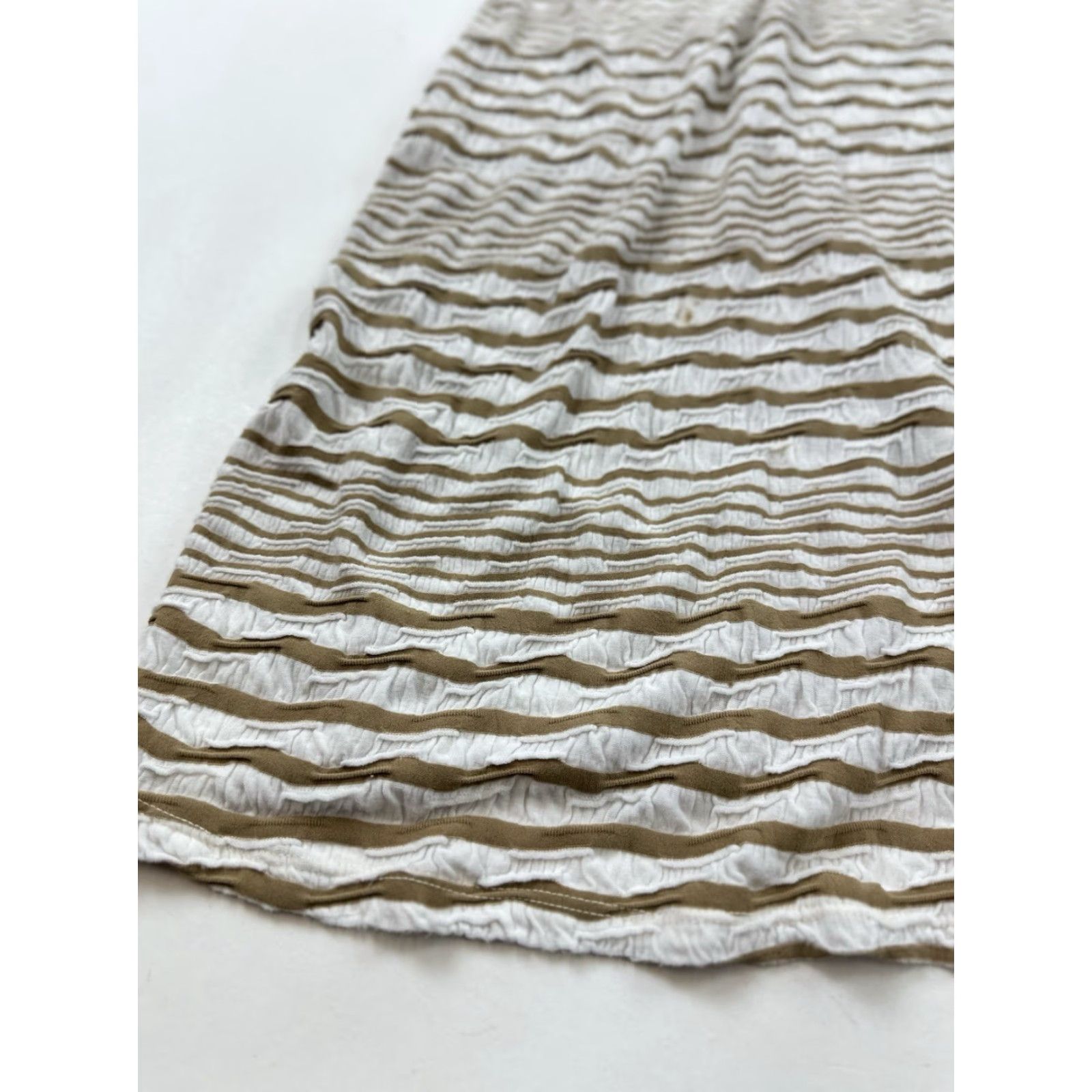 Vintage VINTAGE Tianello Dress Women’s XS Ivory Beige Long Sleeve Knit Midi Maxi Striped Bohemian Pattern Ruffle Crew Neck Pullover Casual Size XS / US 0-2 / IT 36-38 - 3 Thumbnail