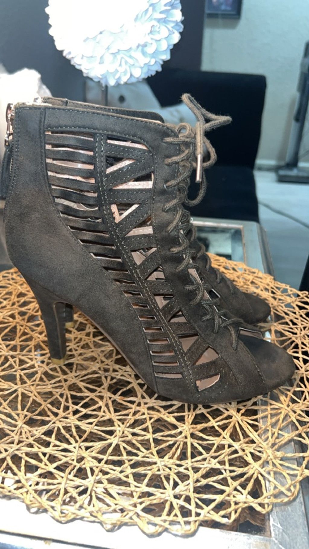 rue21 Women's rue21 etc Black Cutout Lace-Up Heels Size 7.5 Size US 7.5 / IT 37.5 - 1 Thumbnail