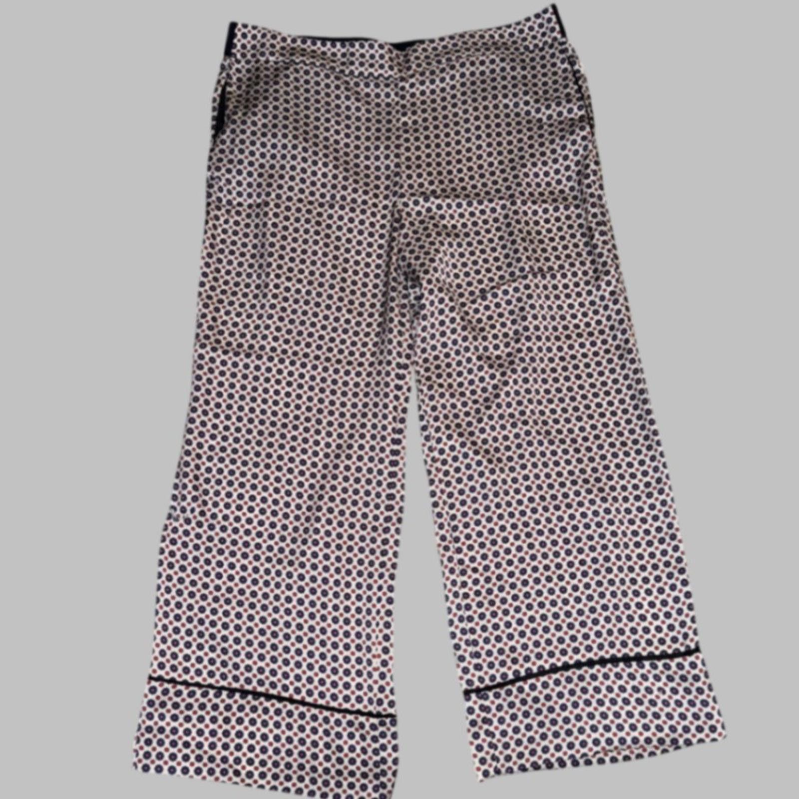 Zara Zara Basic Women Navy Red Geometric Tile Print Wide Leg S Size 26" / US 2 / IT 38 - 1 Thumbnail