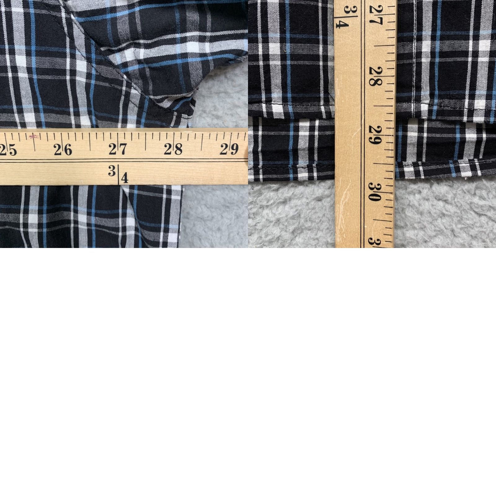 Wrangler Wrangler Button-Up Shirt Men’s 2XL Short Sleeve Black Blue White Plaid Shirt, 100% Cotton, Button Closure, 46 in Chest, Regular Fit, Big & Tall, Men Size US XXL / EU 58 / 5 - 8 Thumbnail