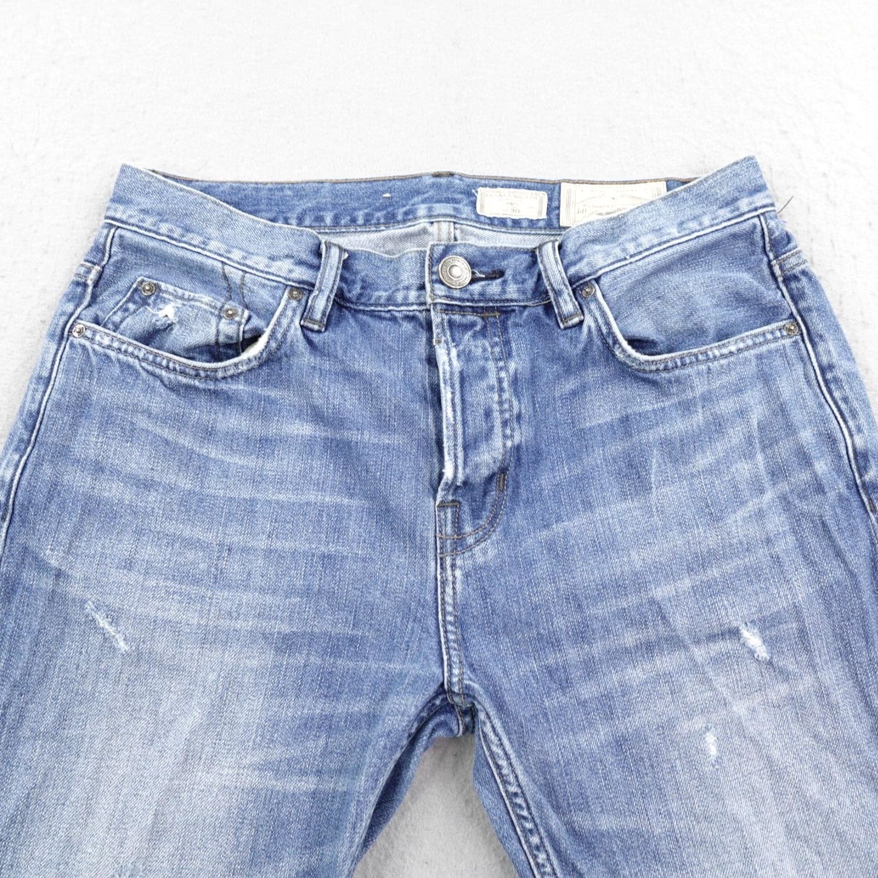 Allsaints All Saints Shorts Mens 30 Blue Denim Damascus Slim Jorts Distressed Button Fly Bermuda Denim Slim Mens 30 Blue Size US 30 / EU 46 - 2 Thumbnail