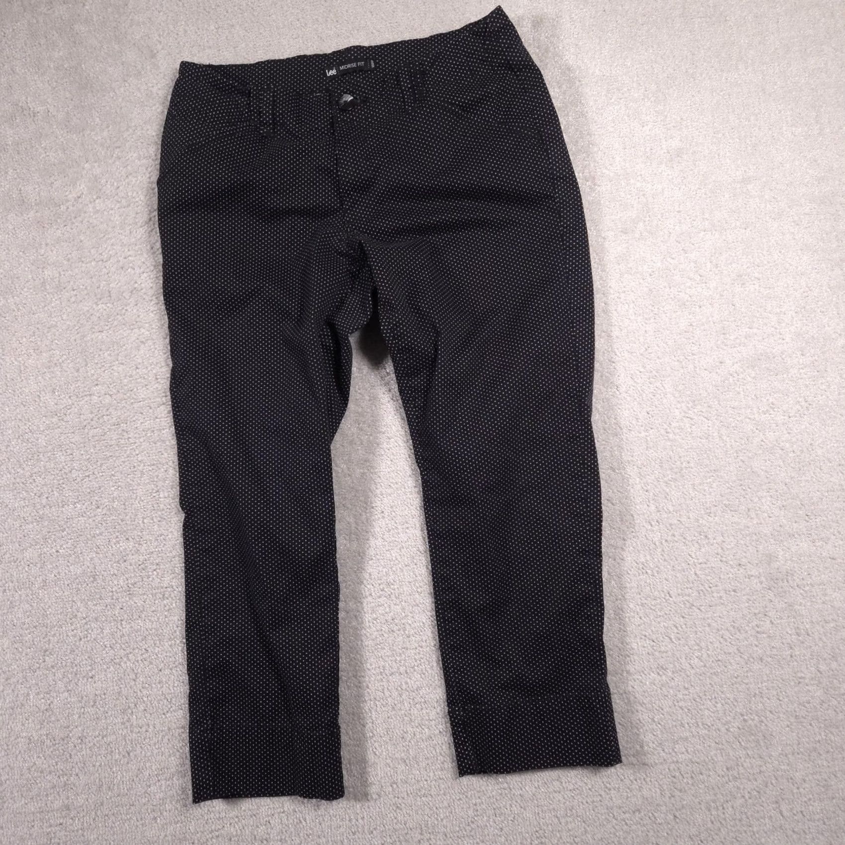 Lee Lee Pants Womens 10 Black White Polka Dot Midrise Stretch Ankle Cropped Pants Mens? Womens, 10, Black, Polka Dot, Lee, Zipper, Pockets Size 32" / US 10 / IT 46 - 2 Thumbnail