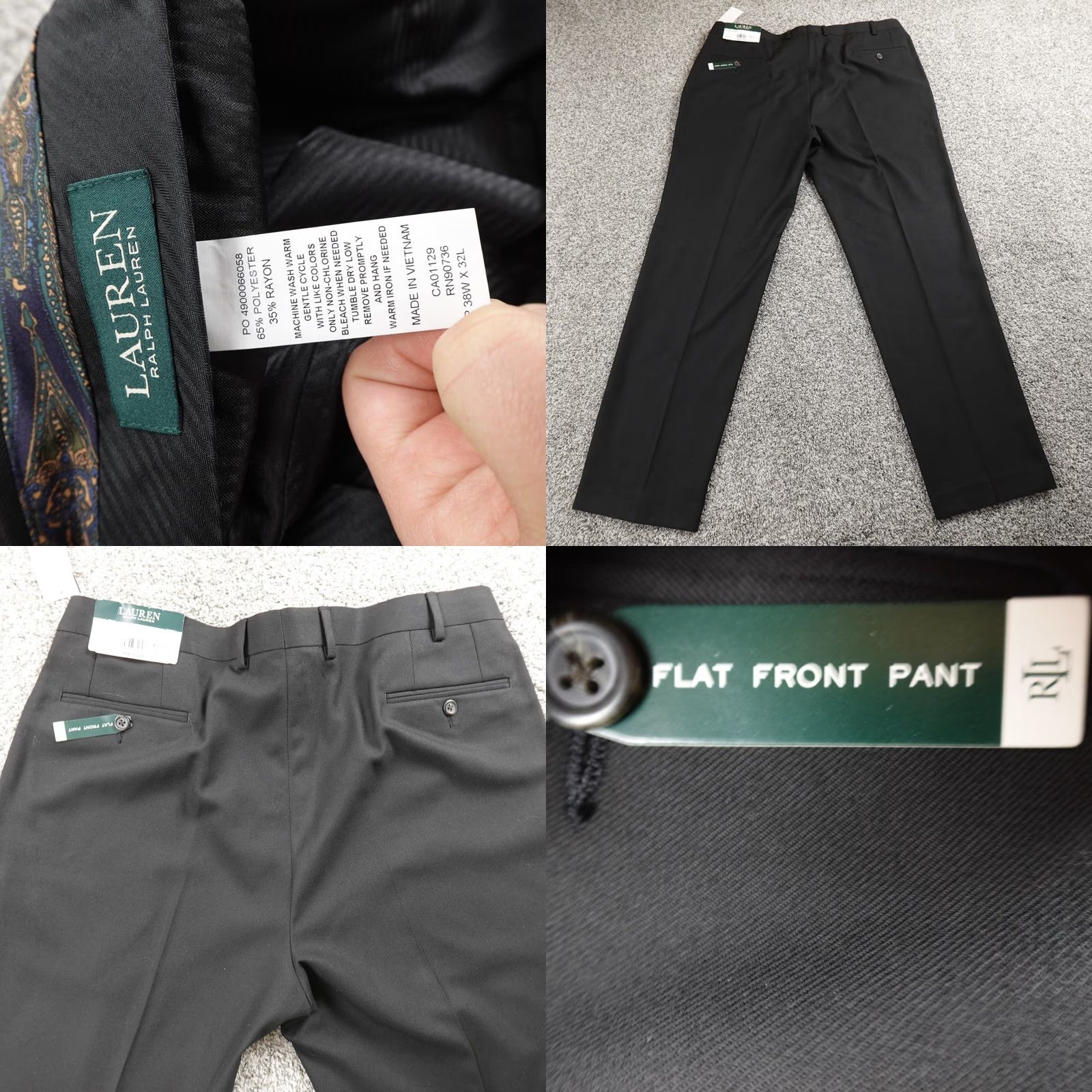 Ralph Lauren Ralph Lauren Pants Mens 38X32 Black Chino Trouser Dress Slacks Flat Front Vintage No Size US 38 / EU 54 - 8 Thumbnail
