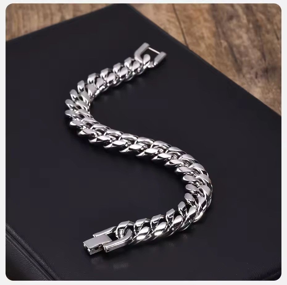 Jewelry 10 mm + 22 cm Cuban Chain Bracelets Size ONE SIZE - 10 Thumbnail