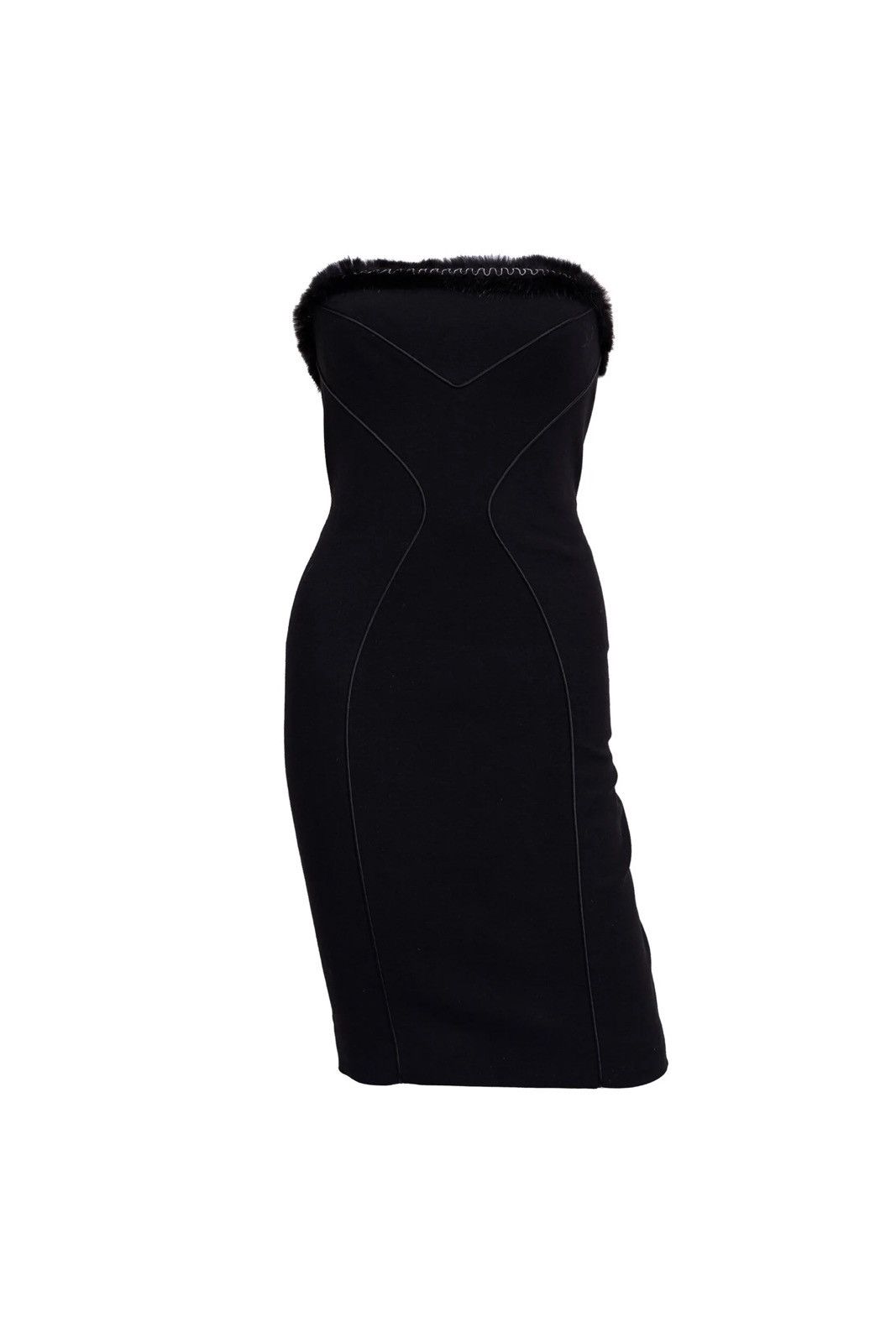 Versace Black Fur Tube Dress