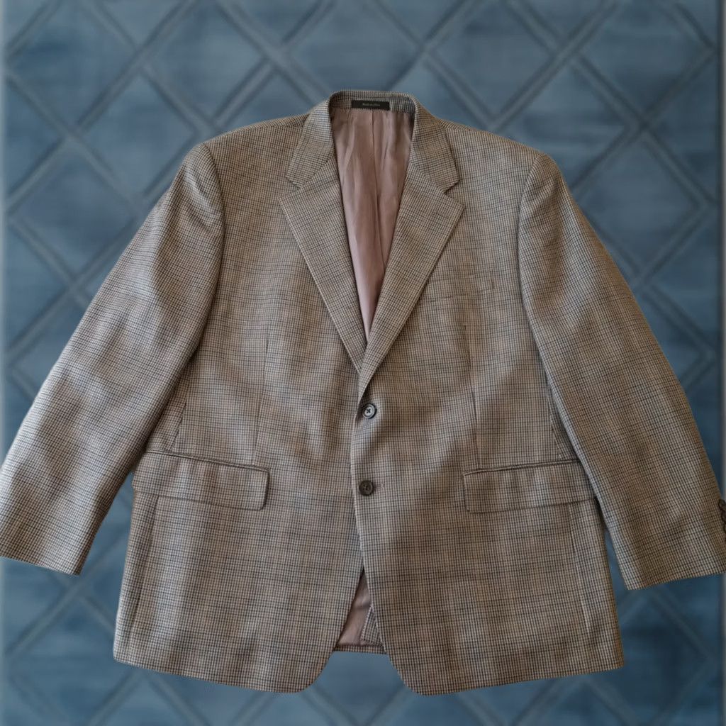 Chaps Chaps Blazer Mens 44 Short Gray Plaid Silk Wool Blend Two-Button Single Vent Size US 44 / EU 60 - 1 Thumbnail