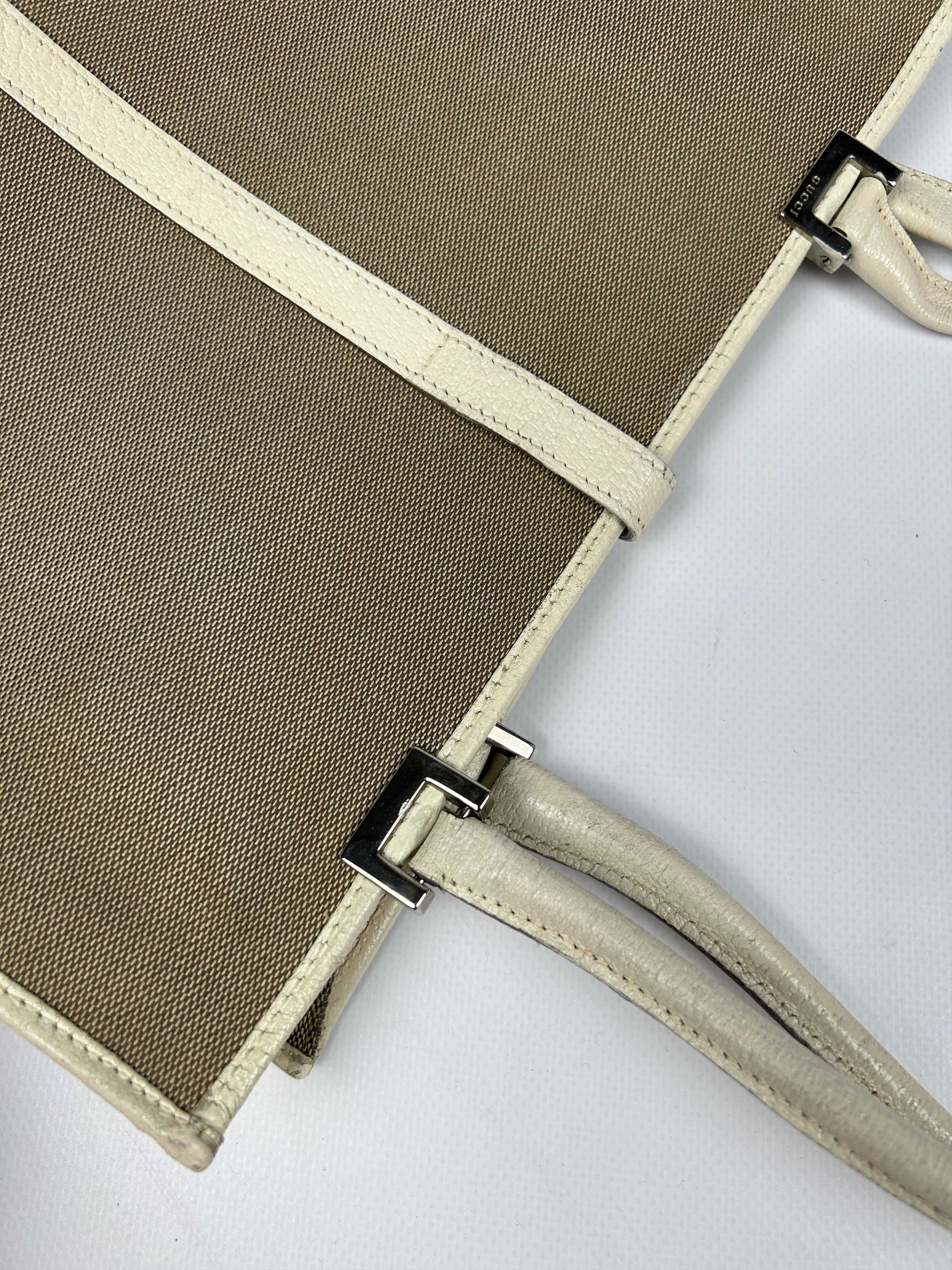 Gucci Vtg Gucci jackie line canvas tote bag with leather trim Size ONE SIZE - 16 Thumbnail