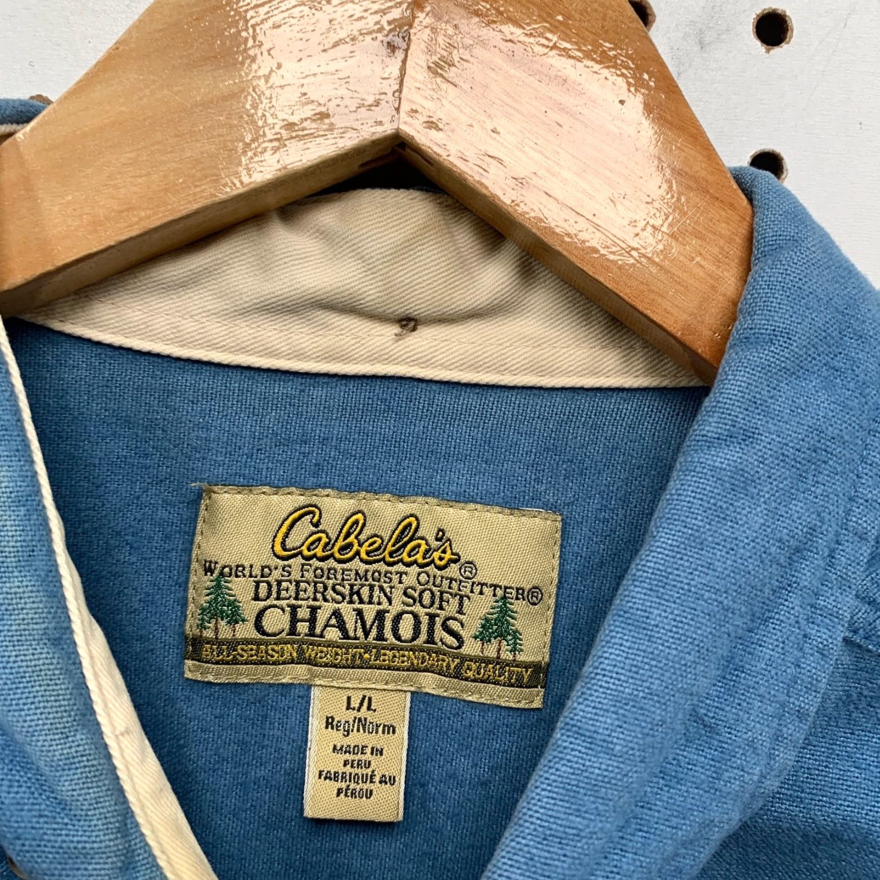 Vintage Cabela's Chamois Button Shirt Mens Large Blue Deerskin Soft Long Sleeve Outdoor Shirt Size US L / EU 52-54 / 3 - 3 Thumbnail