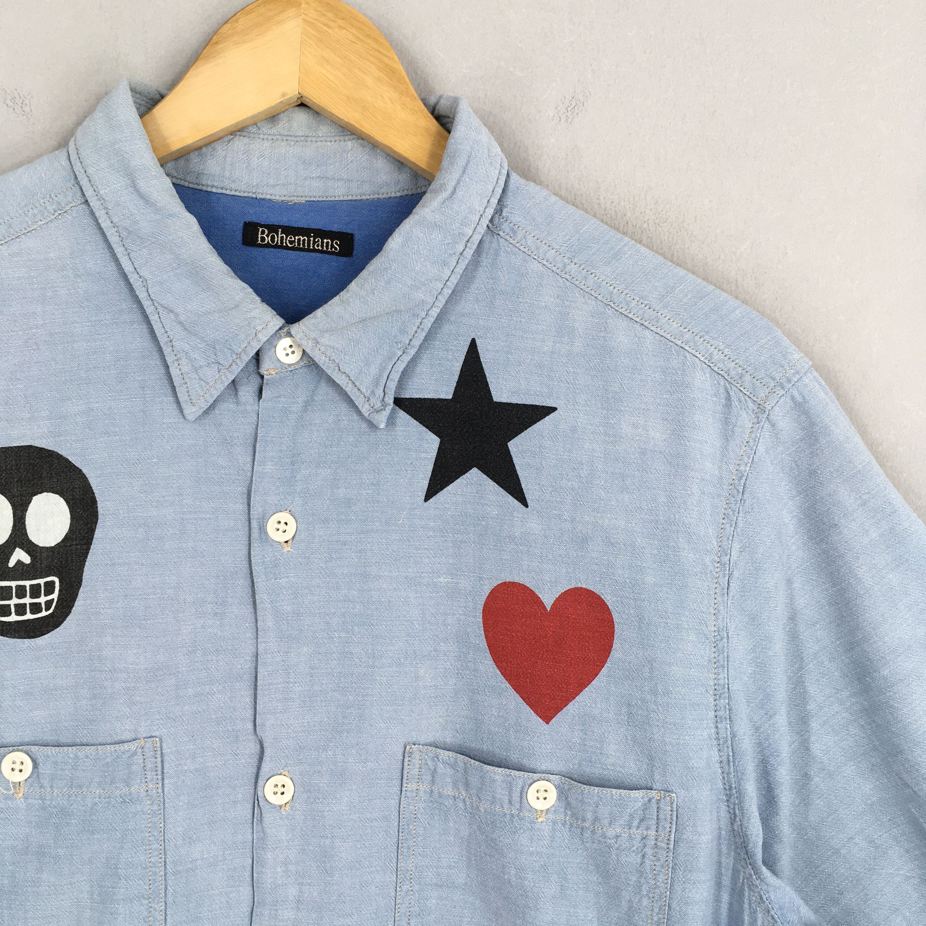 Japanese Brand Vintage 90's Bohemians Japan Blue Chambray Shirt M Size US M / EU 48-50 / 2 - 2 Thumbnail